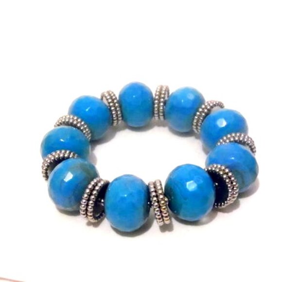 R. J. Graziano Simulated Turquoise Stretch Bracelet - Picture 3 of 3